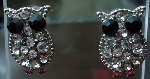 Corujas de Strass Prateada