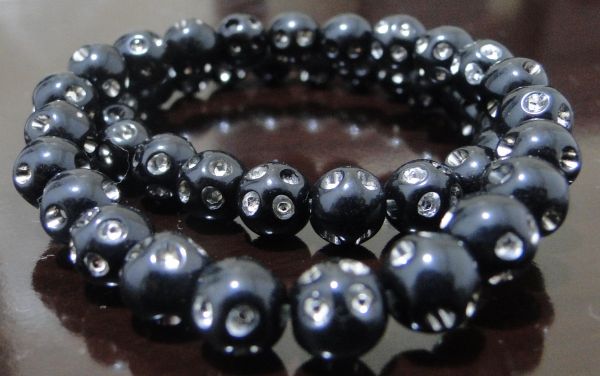 Conjunto Pulseira Bolinhas Pretas