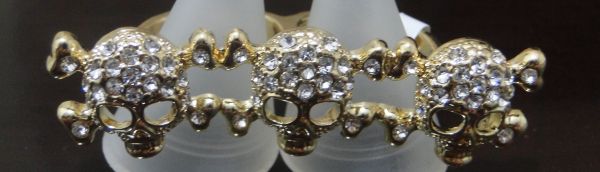 Anel de Caveira Duplo Dourado